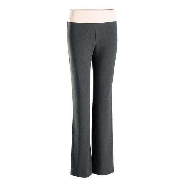 Women's Eco-Designed Cotton Yoga Bottoms - Black/Grey - Decathlon