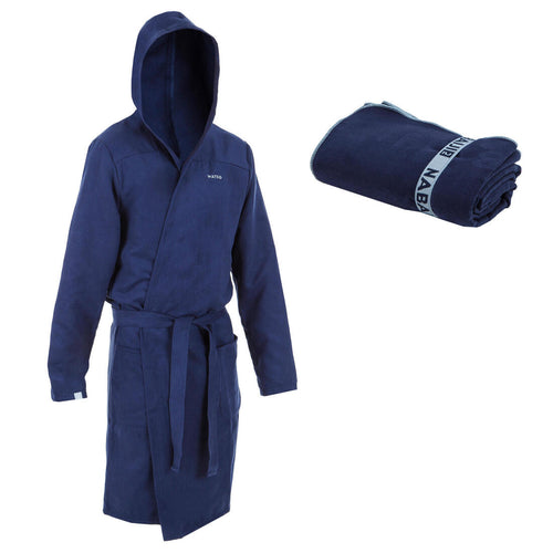 





Men's Compact Microfibre Bathrobe and Towel Set L (80 x 130 cm) - Navy Blue