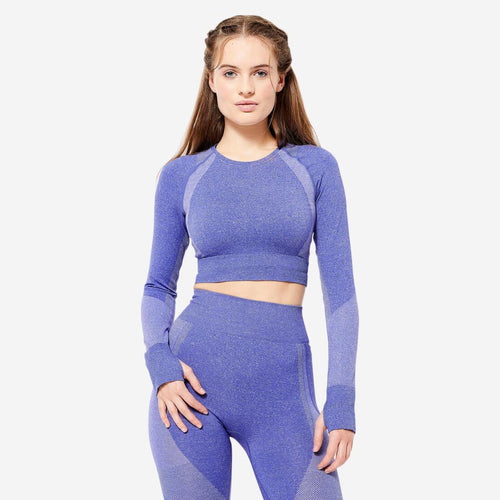 





Long-Sleeved Cropped Seamless Fitness T-Shirt - Blue