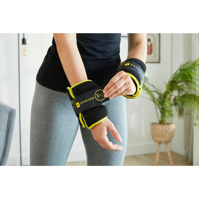 2 kg Adjustable Wrist / Ankle Weights Twin-Pack - Grey