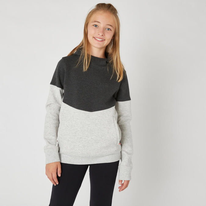 





Kids' Breathable Cotton Hoodie 500 - Heathered Light Grey/Black, photo 1 of 6