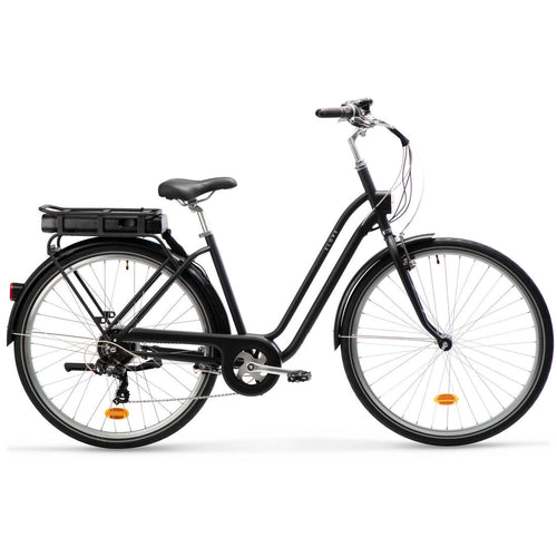 





Fully-equipped, v-brake, low frame electric city bike, black