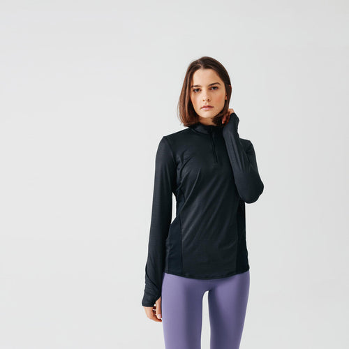 





Women's Running ½-Zip Long-Sleeved T-Shirt Dry+ - black