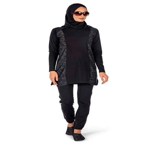 





COEGA Ladies 3pc Modest Swim Suit Slimming-Black Swirls