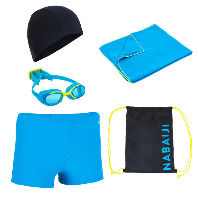 





START 100 BOY'S SWIMMING SET - BLUE/NAVY BLUE (BAG, CAP, BOXERS, GOGGLES, TOWEL), photo 1 of 9