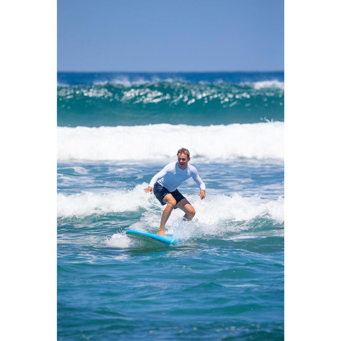 100 Men's Long Sleeve UV Protection Surfing Top T-Shirt - White - Decathlon