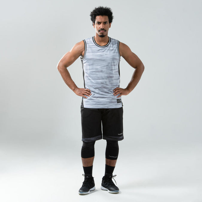 Men Basketball Jersey Reversible T500R Grey Black