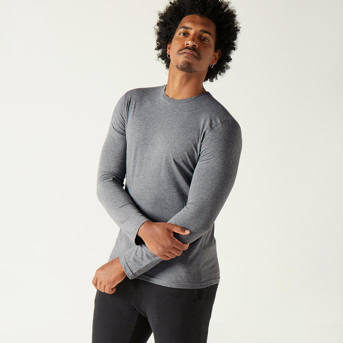 





Long-Sleeved Fitness Cotton T-Shirt - Mottled Grey, photo 1 of 6
