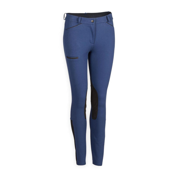 





Women's Horse Riding Jodhpurs 150 with Grippy Suede Patches - Dark Blue, photo 1 of 10