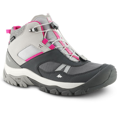 





Children's waterproof lace-up walking shoes  CROSSROCK MID size 3-5 - Grey