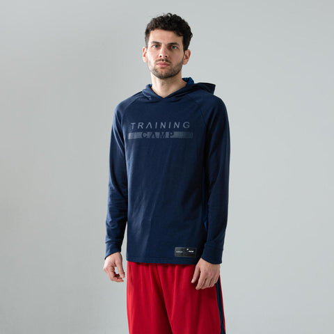





Long-Sleeved Hooded Basketball T-Shirt TS500LS - Navy