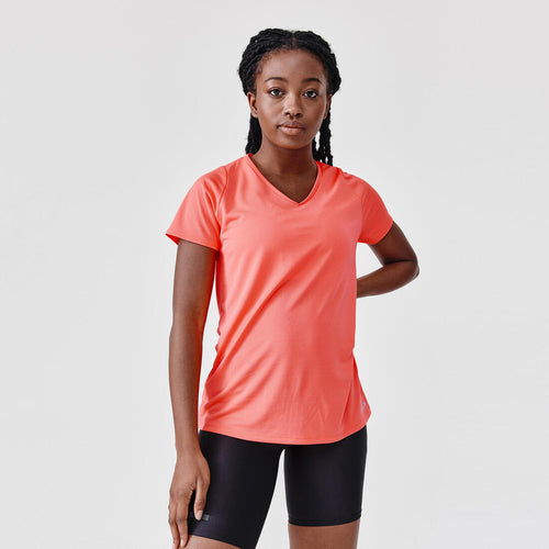 





Women's running breathable short-sleeved T-shirt Dry - neon coral