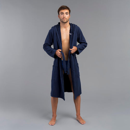 





Men's organic cotton pool bathrobe - dark blue