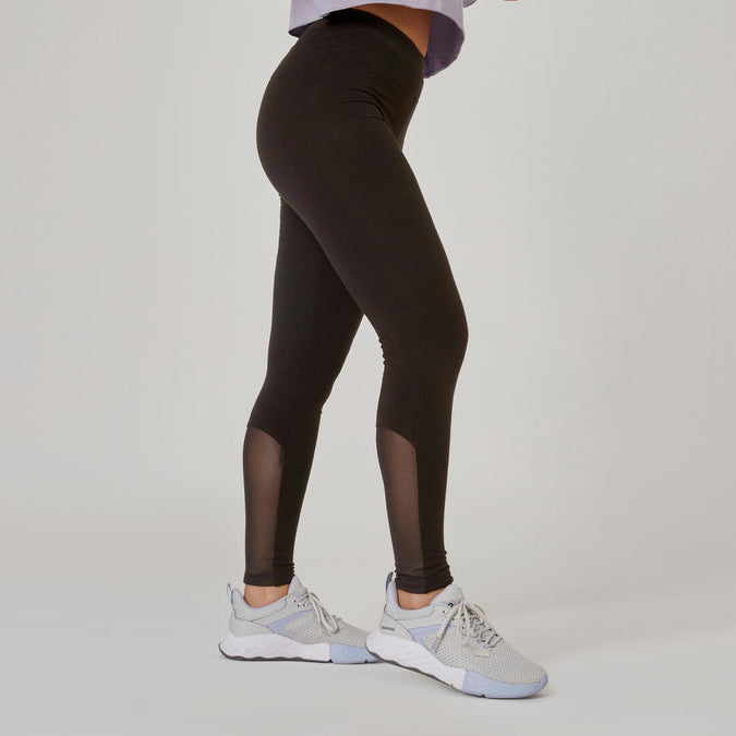 





Stretchy High-Waisted Cotton Fitness Leggings with Mesh - Black, photo 1 of 6
