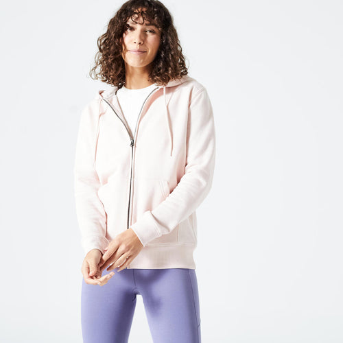 





Women's Zip-Up Fitness Sweatshirt 500 Essentials - Pink Quartz