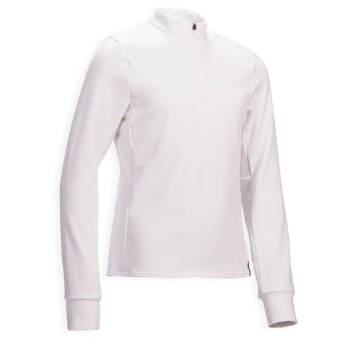 





Kids' Horse Riding Long-Sleeved Warm Competition Polo 500 - White